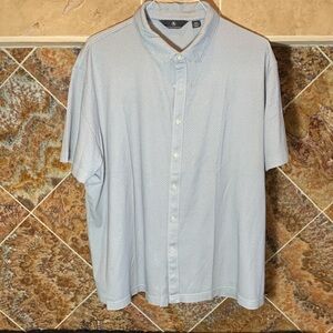 Hart Schaffner Marx Men's Short-Sleeve Shirt XXL Blue White 100% Cotton